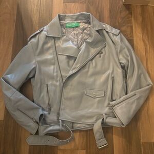 United Colors Of Benetton Light Gray Moto Jacket XL